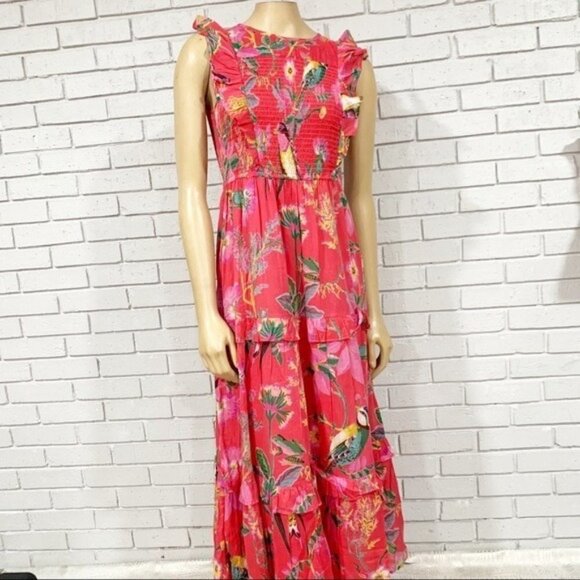 Banjanan‎ Iris Dress Woden Hedgerow Paradise Pink - Size Large - Picture 4 of 15